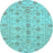 Round Machine Washable Abstract Light Blue Modern Rug, wshabs1745lblu