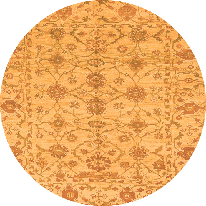 Round Abstract Orange Modern Rug, abs1745org