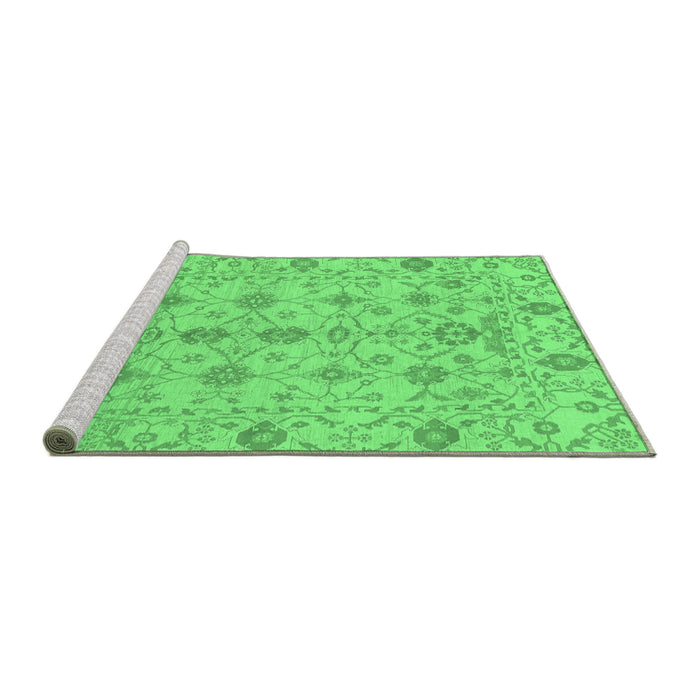 Sideview of Machine Washable Abstract Emerald Green Modern Area Rugs, wshabs1745emgrn