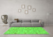 Machine Washable Abstract Green Modern Area Rugs in a Living Room,, wshabs1745grn