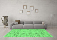 Machine Washable Abstract Emerald Green Modern Rug, wshabs1745emgrn