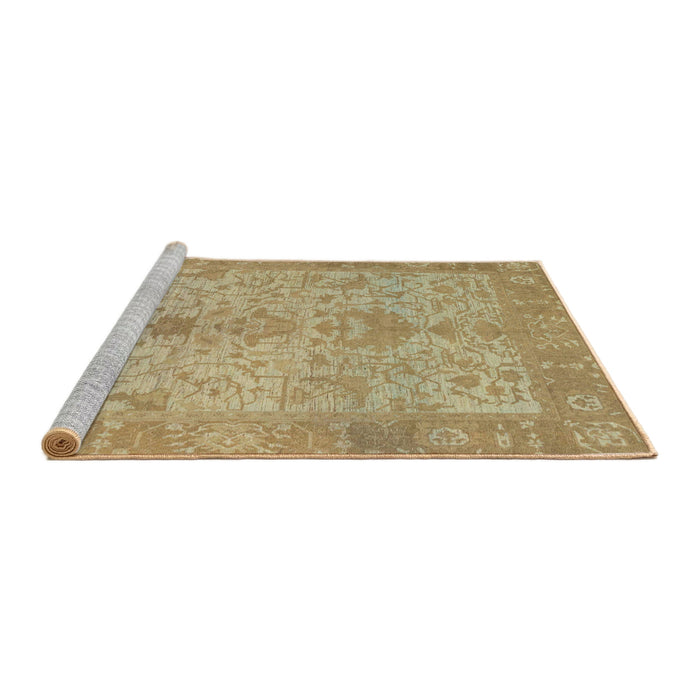 Sideview of Machine Washable Abstract Cinnamon Brown Rug, wshabs1746