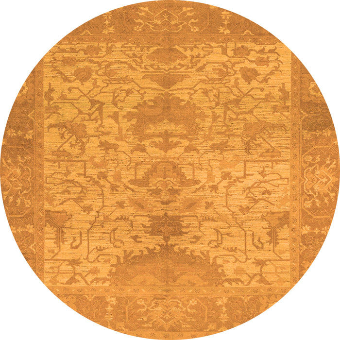 Round Machine Washable Oriental Orange Traditional Area Rugs, wshabs1746org