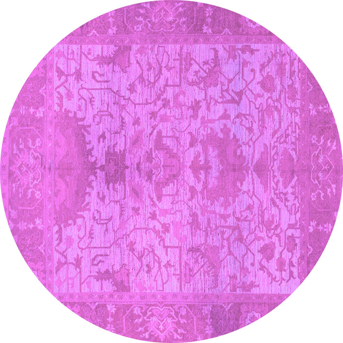 Round Machine Washable Oriental Purple Traditional Area Rugs, wshabs1746pur