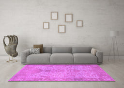 Machine Washable Oriental Purple Traditional Area Rugs in a Living Room, wshabs1746pur