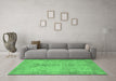 Machine Washable Oriental Emerald Green Traditional Area Rugs in a Living Room,, wshabs1746emgrn