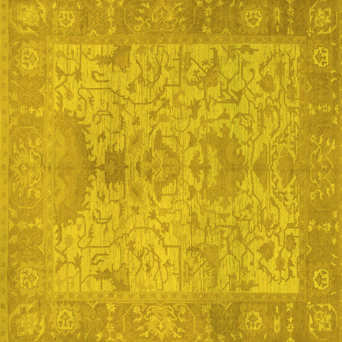 Square Oriental Yellow Traditional Rug, abs1746yw