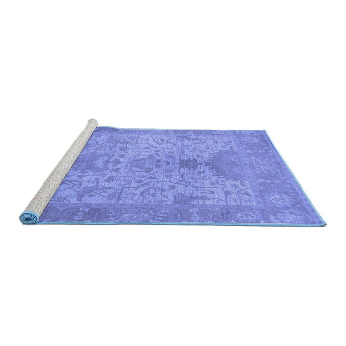 Sideview of Machine Washable Oriental Blue Traditional Rug, wshabs1746blu