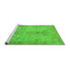 Sideview of Machine Washable Oriental Green Traditional Area Rugs, wshabs1746grn