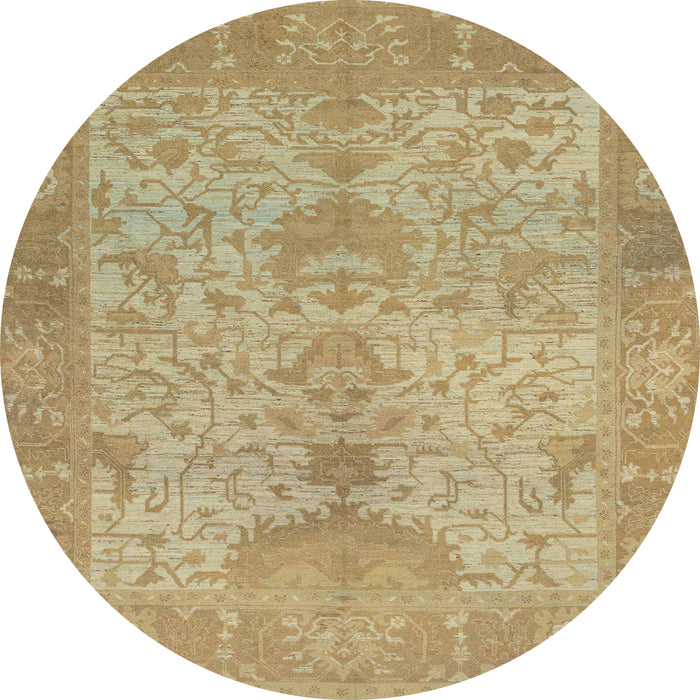 Round Abstract Cinnamon Brown Oriental Rug, abs1746