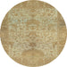 Round Abstract Cinnamon Brown Oriental Rug, abs1746