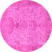 Round Oriental Pink Traditional Rug, abs1746pnk