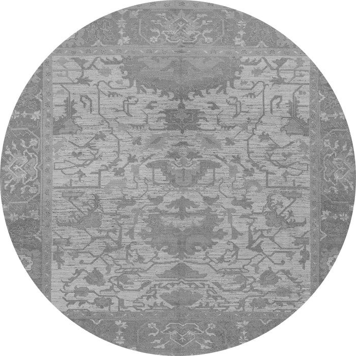 Round Machine Washable Oriental Gray Traditional Rug, wshabs1746gry