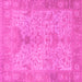 Square Oriental Pink Traditional Rug, abs1746pnk