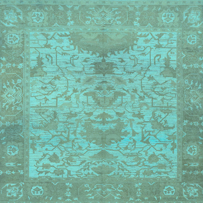 Square Machine Washable Oriental Light Blue Traditional Rug, wshabs1746lblu