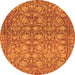 Round Machine Washable Abstract Orange Modern Area Rugs, wshabs1747org