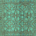 Square Machine Washable Abstract Turquoise Modern Area Rugs, wshabs1747turq