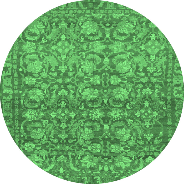 Round Abstract Emerald Green Modern Rug, abs1747emgrn