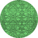 Round Abstract Emerald Green Modern Rug, abs1747emgrn