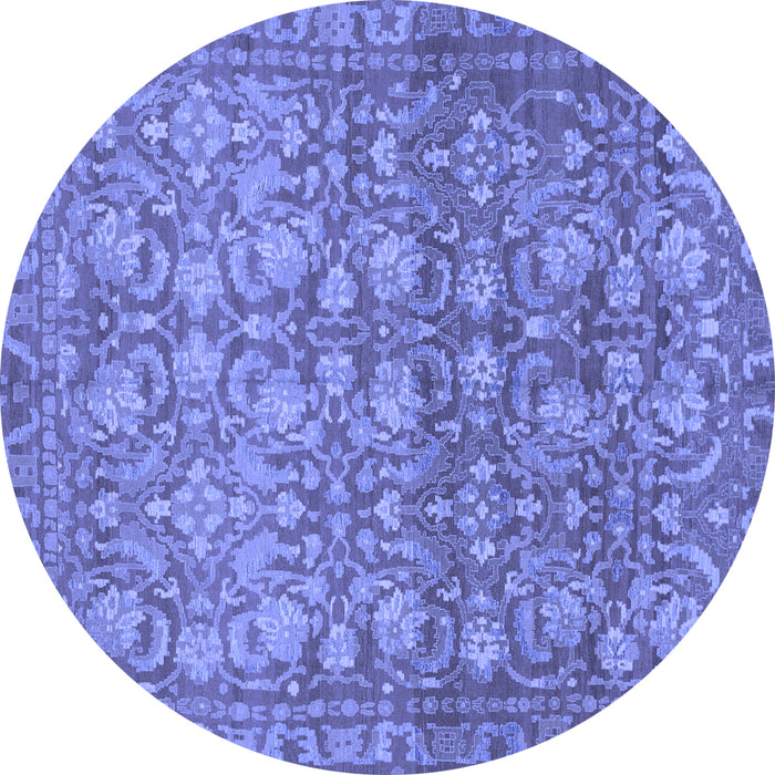 Round Abstract Blue Modern Rug, abs1747blu