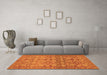 Machine Washable Abstract Orange Modern Area Rugs in a Living Room, wshabs1747org