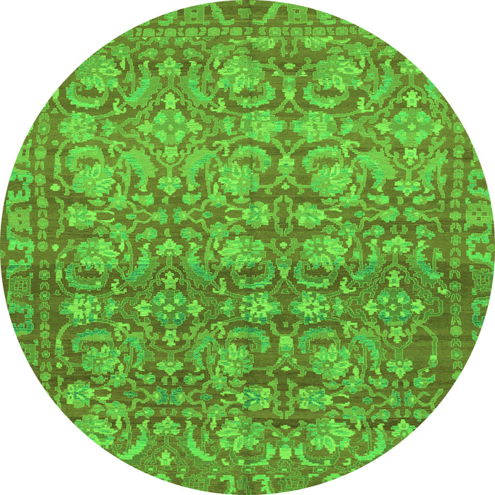 Round Abstract Green Modern Rug, abs1747grn
