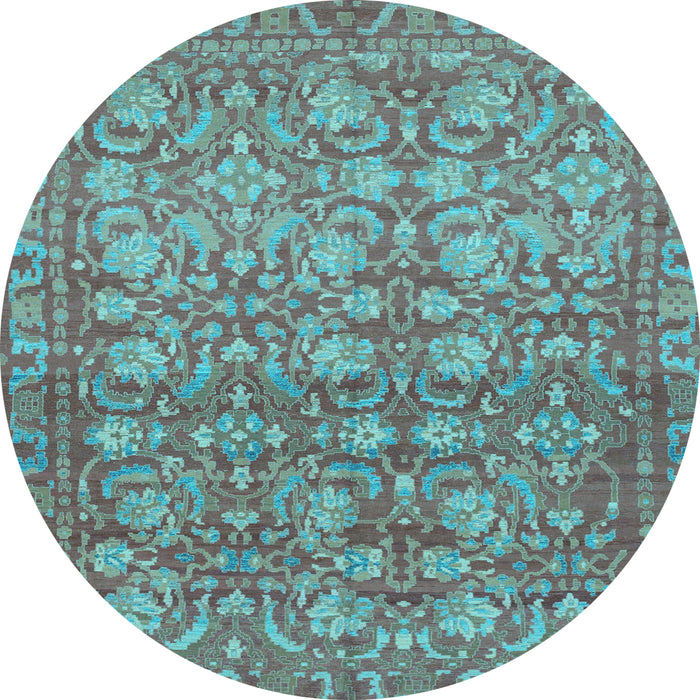 Round Machine Washable Abstract Light Blue Modern Rug, wshabs1747lblu
