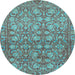 Round Machine Washable Abstract Light Blue Modern Rug, wshabs1747lblu