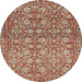 Round Machine Washable Abstract Light Copper Gold Rug, wshabs1747