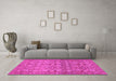 Machine Washable Abstract Pink Modern Rug in a Living Room, wshabs1747pnk