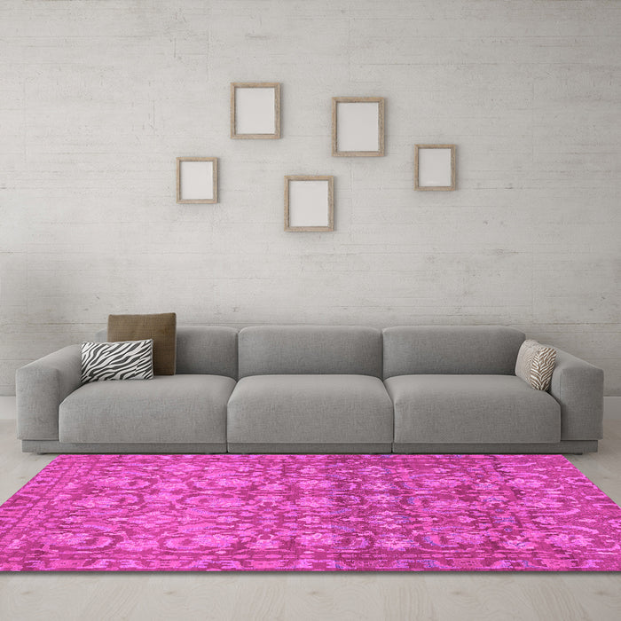Machine Washable Abstract Pink Modern Rug in a Living Room, wshabs1747pnk