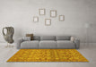 Machine Washable Abstract Yellow Modern Rug in a Living Room, wshabs1747yw