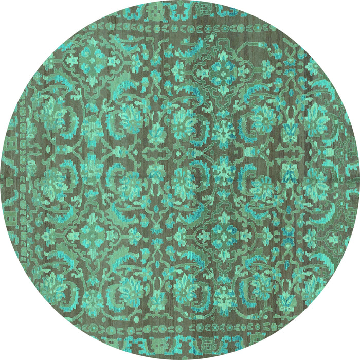 Round Abstract Turquoise Modern Rug, abs1747turq