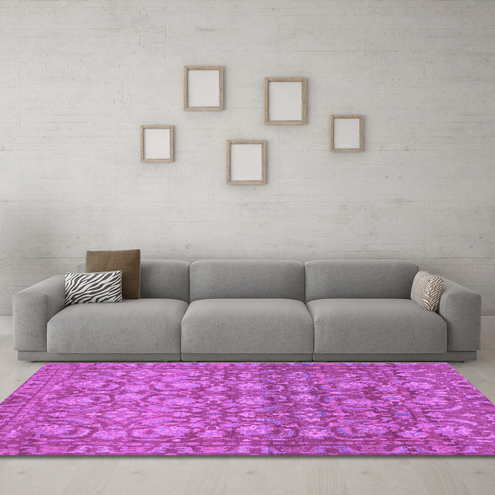 Machine Washable Abstract Purple Modern Area Rugs in a Living Room, wshabs1747pur