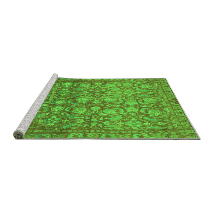 Sideview of Machine Washable Abstract Green Modern Area Rugs, wshabs1747grn