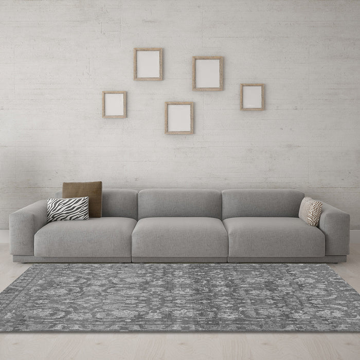 Machine Washable Abstract Gray Modern Rug in a Living Room,, wshabs1747gry