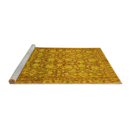 Sideview of Machine Washable Abstract Yellow Modern Rug, wshabs1747yw