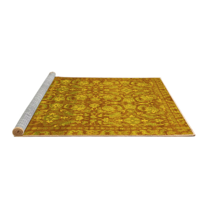 Sideview of Machine Washable Abstract Yellow Modern Rug, wshabs1747yw