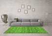 Machine Washable Abstract Green Modern Area Rugs in a Living Room,, wshabs1747grn