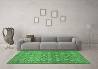 Machine Washable Abstract Emerald Green Modern Rug, wshabs1747emgrn