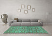 Machine Washable Abstract Turquoise Modern Area Rugs in a Living Room,, wshabs1747turq