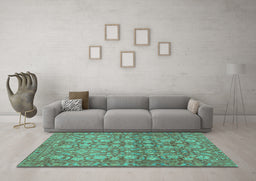 Machine Washable Abstract Turquoise Modern Area Rugs in a Living Room,, wshabs1747turq
