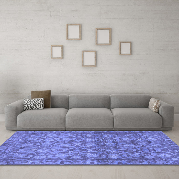 Machine Washable Abstract Blue Modern Rug in a Living Room, wshabs1747blu