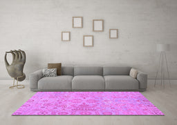 Machine Washable Oriental Purple Traditional Area Rugs in a Living Room, wshabs1748pur
