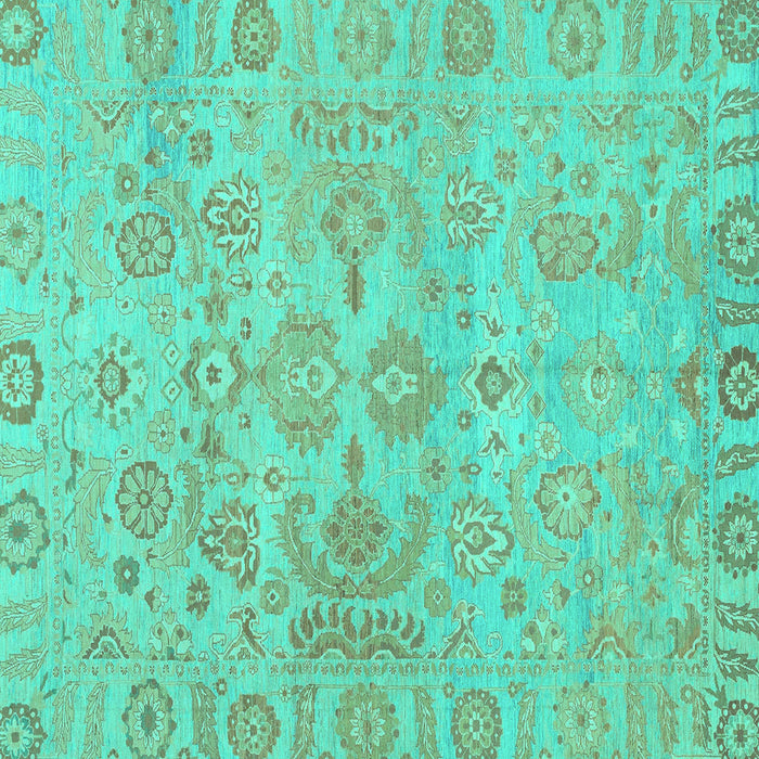 Square Oriental Turquoise Traditional Rug, abs1748turq