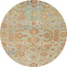 Round Machine Washable Abstract Brown Rug, wshabs1748