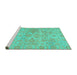 Sideview of Machine Washable Oriental Turquoise Traditional Area Rugs, wshabs1748turq