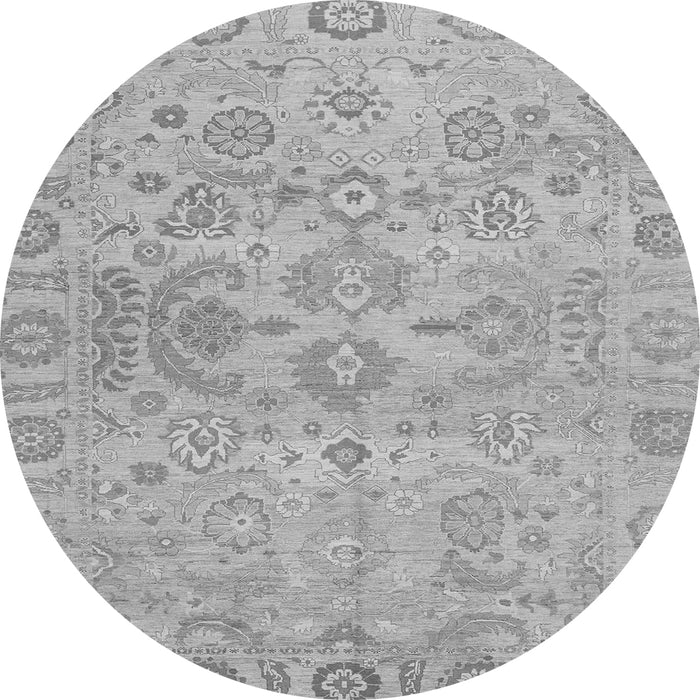 Round Machine Washable Oriental Gray Traditional Rug, wshabs1748gry