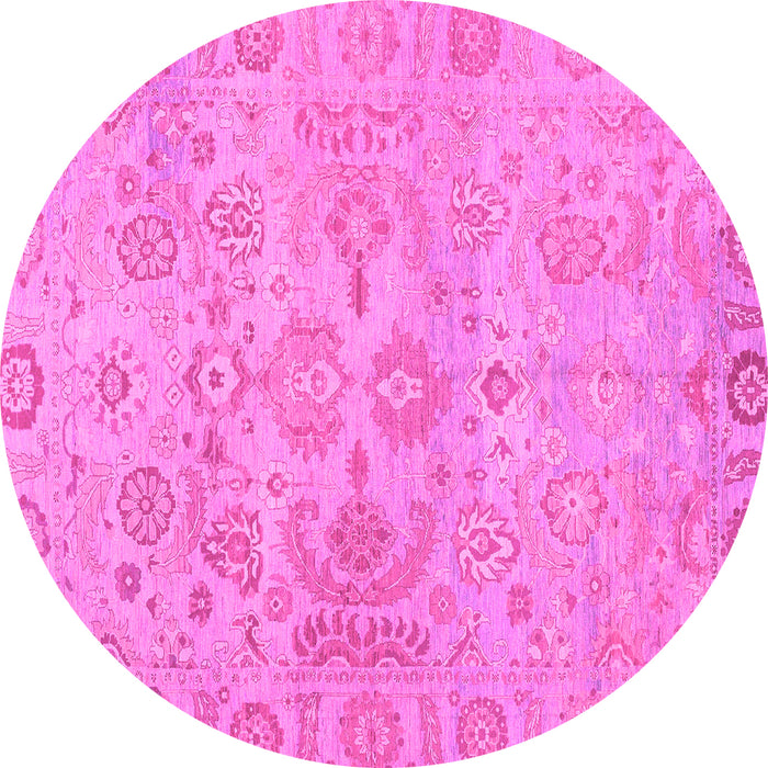 Round Oriental Pink Traditional Rug, abs1748pnk