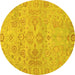 Round Oriental Yellow Traditional Rug, abs1748yw